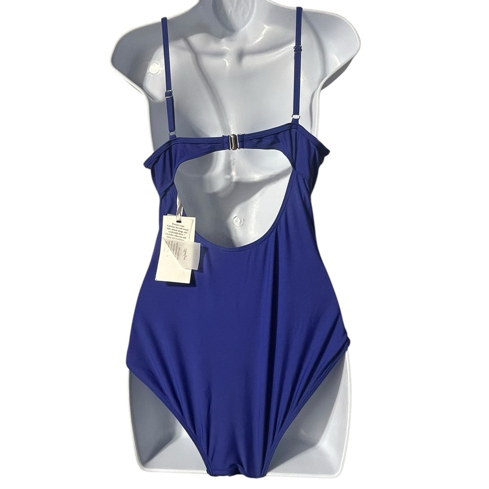 GRACE KARIN blue one piece ruched middle tummy control swimsuit size M NWT - Picture 3 of 6
